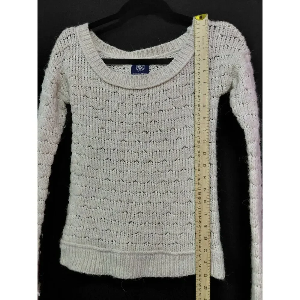 American Eagle Outfitters Wool Knit Sweater White Solid Long Sleeve Size XS - Picture 8 of 8